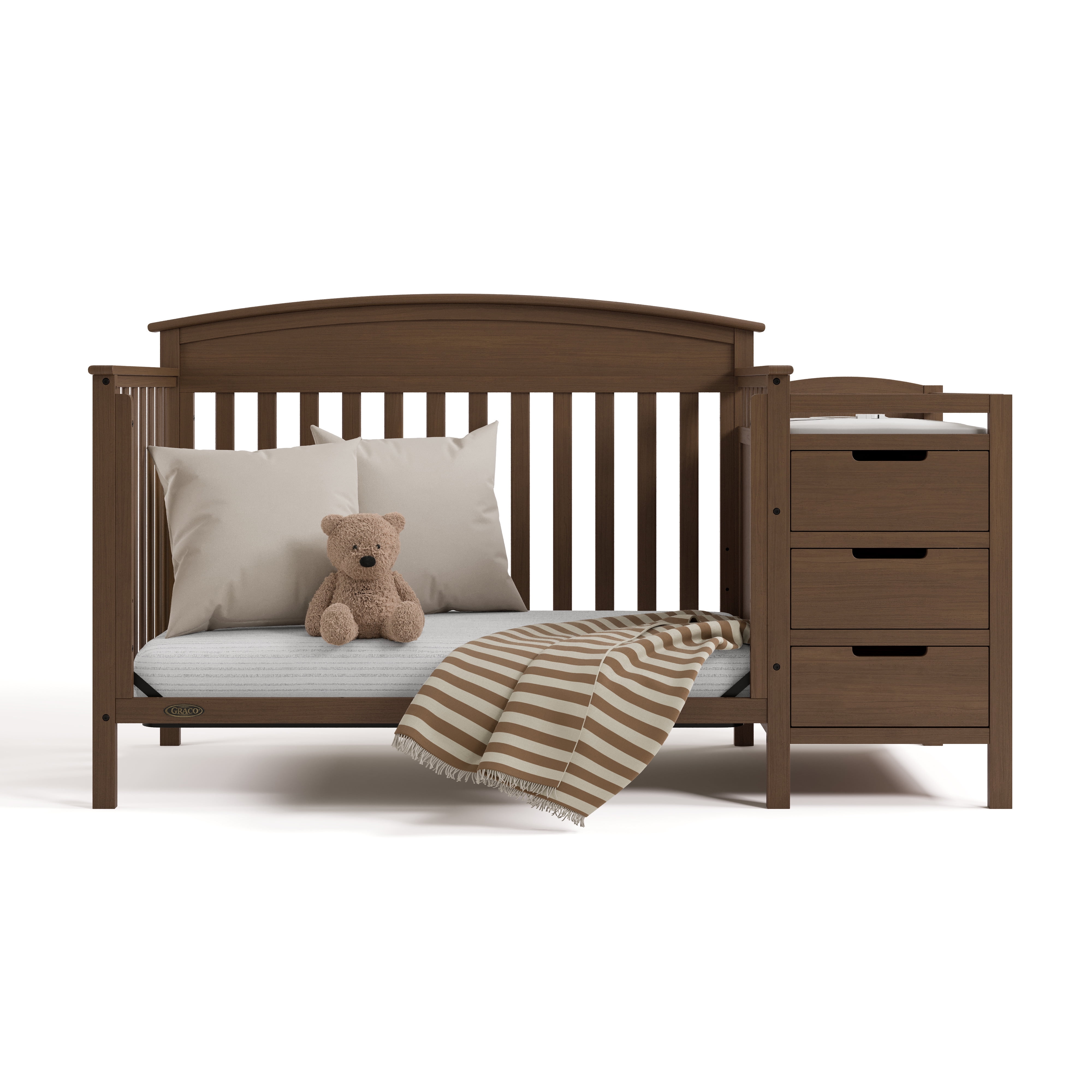 Graco Benton 4-in-1 Convertible Baby Crib and Changer, Hazelnut