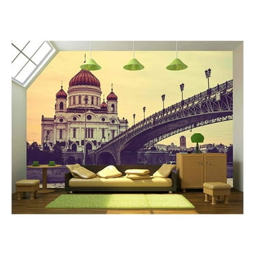 wall26 - Cathedral of Christ The Saviour. Russia, Moscow. Toned Picture - Removable Wall Mural | Self-Adhesive Large Wallpaper - 66x96 inches