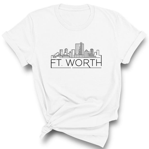 Skyline Fort Worth Texas Shirt Unisex Large White