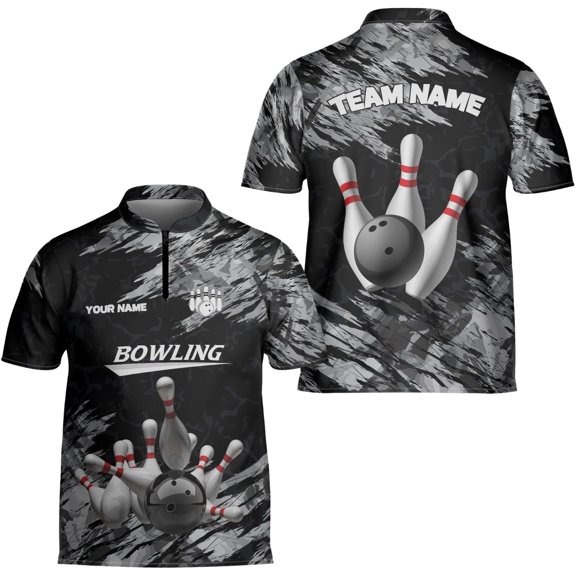 Personalized Name Bowling Baseball Jersey, Bowling Shirts for Men, Short-Sleeve Bowling Jerseys for Team, Bowling Shirts (Style 2) (S)