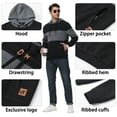 thumbnail image 4 of Tyhengta Mens Hooded Sweatshirt With Zipper Pockets Casual Long Sleeve Drawstring Jacquard PlaidCloth Pullover Hoodies Black/Dark Gray L, 4 of 6