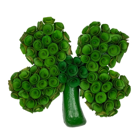 Northlight Green Four Leaf Clover Shaved Wood Floral St. Patrick's Day Decoration - 14.5"