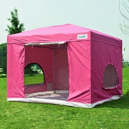 Quictent Standing Room Tent 10x10 Ft Waterproof Camping Tent Pop Up Canopy Gazebo Mesh 8 7ft Height Frame Included Pink