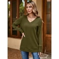 thumbnail image 3 of Chiclily Womens Long Sleeve Shirts Lightweight Pullover Sweaters Olive Green Small V Neck Tunics Tops, 3 of 6