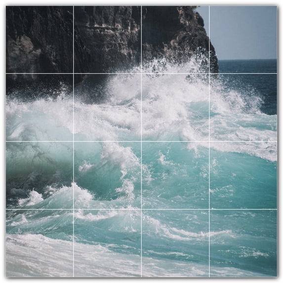 Picture-Tiles.com: Waves Ceramic Tile Wall Mural WAL501155-44XL. 48"W x 48"H using (16) 12" x 12" Ceramic Tiles-Satin Finish
