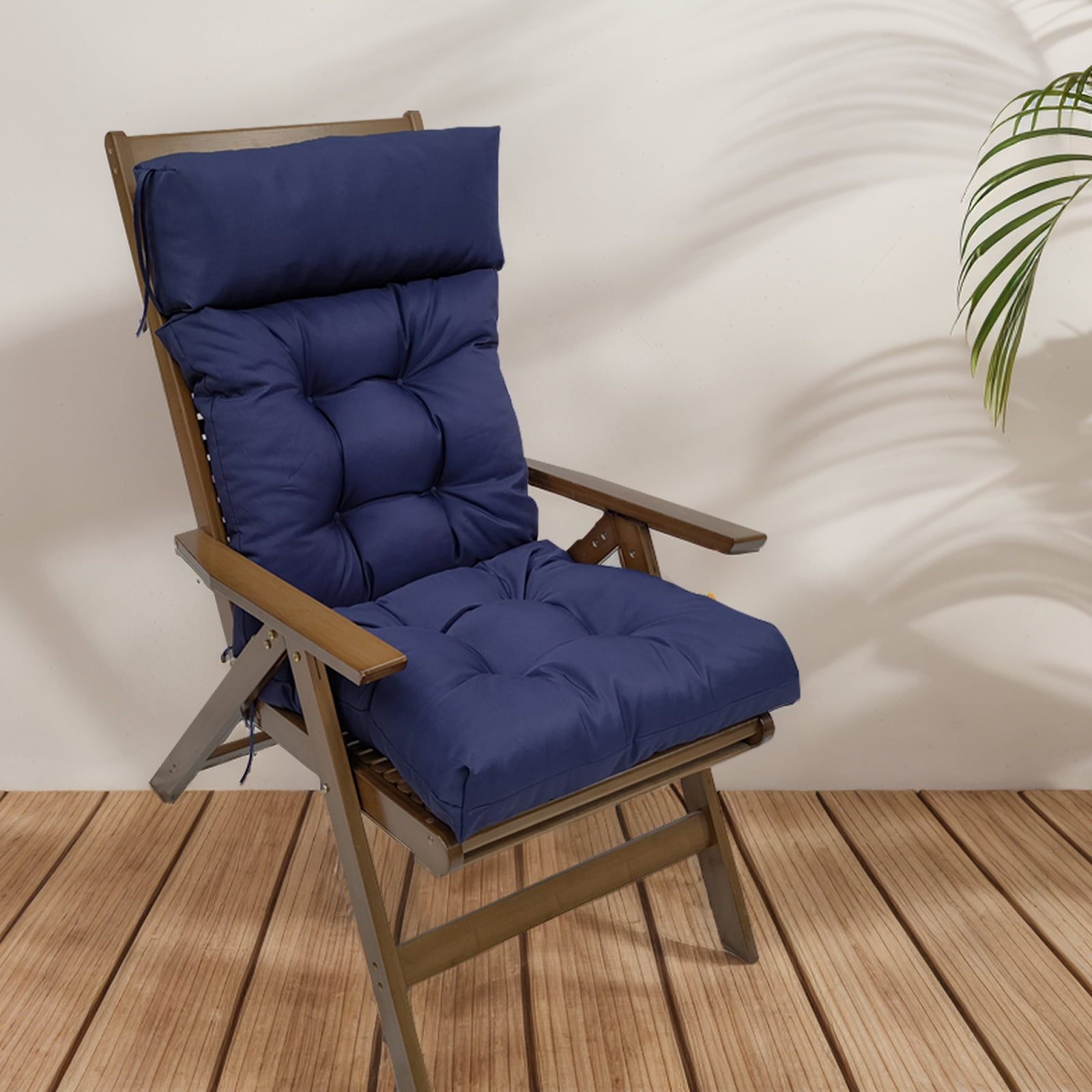 TOPCHANCES Adirondack Chair Cushion, Waterproof Rocking Chair Cushion, Patio Chair Cushions Seat Back Cushion with Ties for Indoor Outdoor Use, 49x21x3 inch, Navy