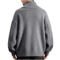 thumbnail image 4 of Xdegoge Mens Cardigans Button Down Stand Collar Thick Chunky Cable Knit Sweaters with Pockets Winter Warm Relaxed Fit Knitted Vintage Fall Coat M-4Xl, 4 of 9