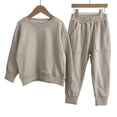 thumbnail image 4 of kpoplk Toddler Baby Boy Fall Outfits Long Sleeve Crew Neck Pullover Sweatshirt + Jogger Pants Set Infant Winter Clothes(Khaki,18-24 Months), 4 of 4