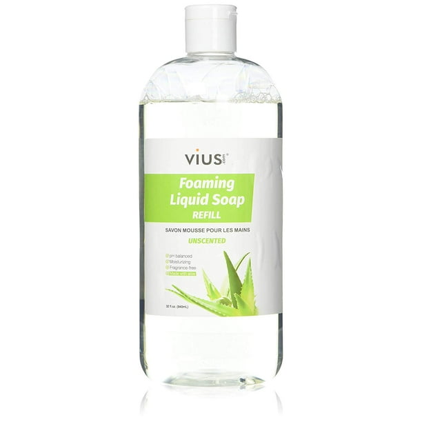 Unscented Foaming Liquid Hand Soap Refill - Vius Unscented Liquid Soap - Moisturizing Fragrance-free Sensitive Skin Family-friendly Unscented Refill - Walmartcom
