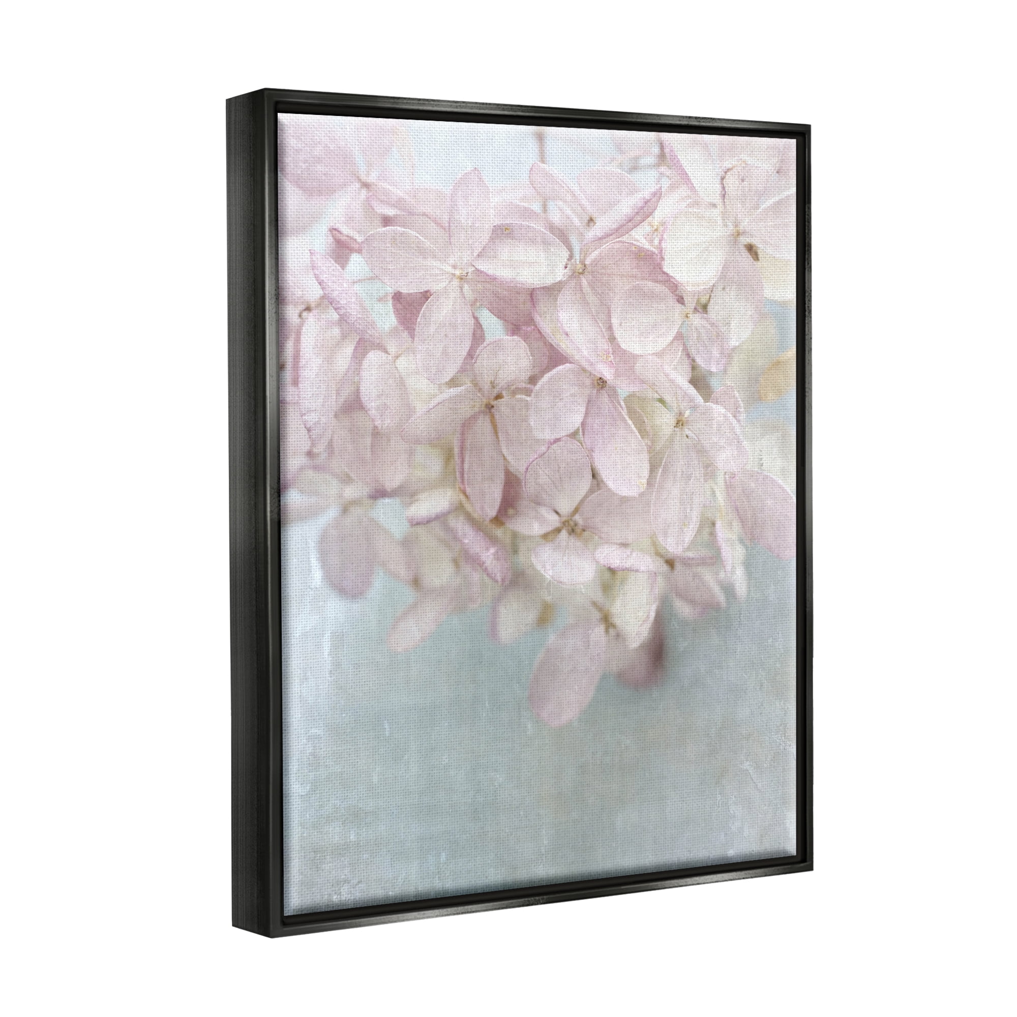 Stupell Industries Soft Pink Abstract Flower Petals Botanical & Floral Painting Black Floater Framed Art Print Wall Art