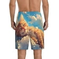 thumbnail image 2 of Balery Cloud Sleeping Cat Men's Cotton Knit Pajama Shorts Waistband & Pockets,Short Pajama Pants-Small, 2 of 8