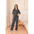 thumbnail image 3 of EKOUAER Lounge Sets for Women Waffle Knit Womens Pajama Sets 2 Piece Pjs Sets with Pockets Short Sleeve Top Long Pant, 3 of 6