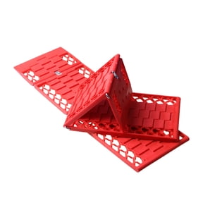 DEEPCRAFF 1 Pair Red Foldable Tire Traction Plates for Cars, Snow, Mud, Sand Safety Accessories for Improved Grip