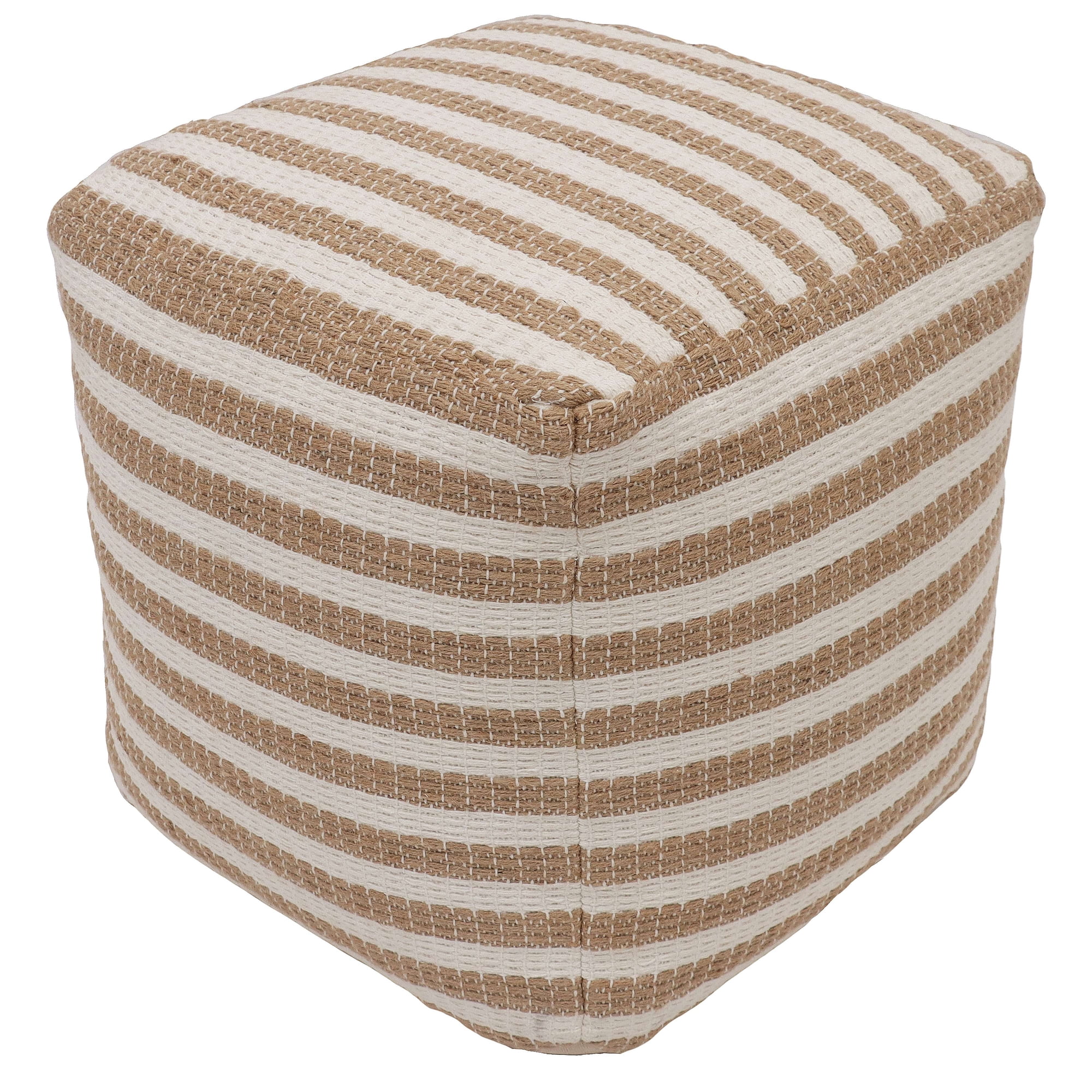 Better Homes & Gardens 16 in x 16 in x 16 in Natural Jute Striped Pouf