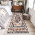 thumbnail image 4 of 2'x6' Rug Runners for Hallways Kitchen, Blue Burnt Orange Boho Non Slip Entryway Beside Floor Carpet Runner, Antique Southwestern Ethnic Washable Laundry Room Bedroom Throw Rugs Mat for Family Pet, 4 of 8