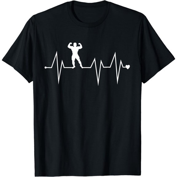 Funny Bodybuilding Athlete Heartbeat Heart Pulse Rate EKG T-Shirt