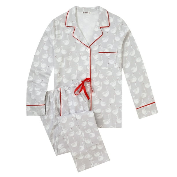 walmart.com | Flannel People Women Pajamas Set - 100% Cotton Flannel Pajamas Women Warm PJs Set