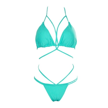 Q-%61 Mint Lime Green Women Set Swimwear Bikinis Tankini Sets for Women Backless Beach Match Thin Sexy Hawaiian Seamless Triangle Two Piece Cable Knit Set 2024 Soft Comfy Clothing M
