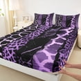 thumbnail image 3 of Homewish Zebra Cheetah Print Bed Sheets for Adult, Chic Purple Lines King Sheets, Leopard Giraffe Wildlife Sheet Set, Ultra Soft Bedroom Decor, 4 Pieces, 3 of 7