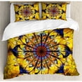 thumbnail image 3 of Yellow and Blue Twin Size Duvet Cover Set, Mandala with Artsy Floral Ornamental Psychedelic Fantasy Rays Asian Pattern, Decorative 2 Piece Bedding Set with 1 Pillow Sham, Multicolor, by Ambesonne, 3 of 3