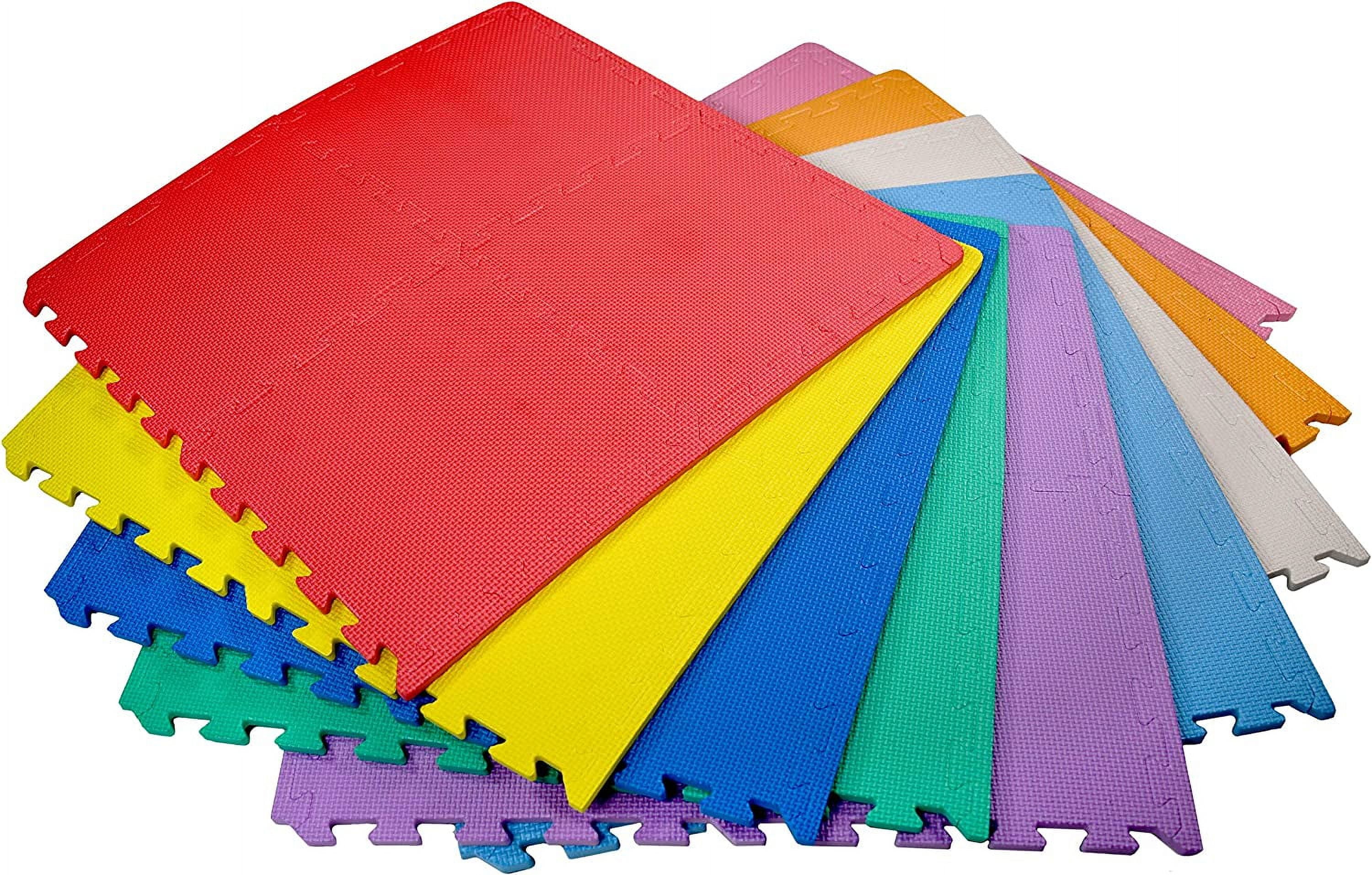 KC Cubs Soft & Safe Non-Toxic Children’s Interlocking Multicolor Exercise Puzzle Eva Play Foam Mat for Kids’ Floor & Nursery Room, 16 tiles, 4