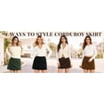 thumbnail image 4 of Casual Corduroy Mini Skirts for Women High Waisted A-Line Short Skorts with Built-in Shorts, 4 of 7