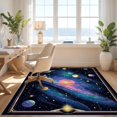thumbnail image 3 of Design&I 8'x10' Ultra Soft Area Rug, Galaxy Field Border Map Rings Chart Nebula Motifs Rocket Astronaut None Fluffy Washable Non Shedding for Bedroom Living Room Under Sectional, 3 of 7