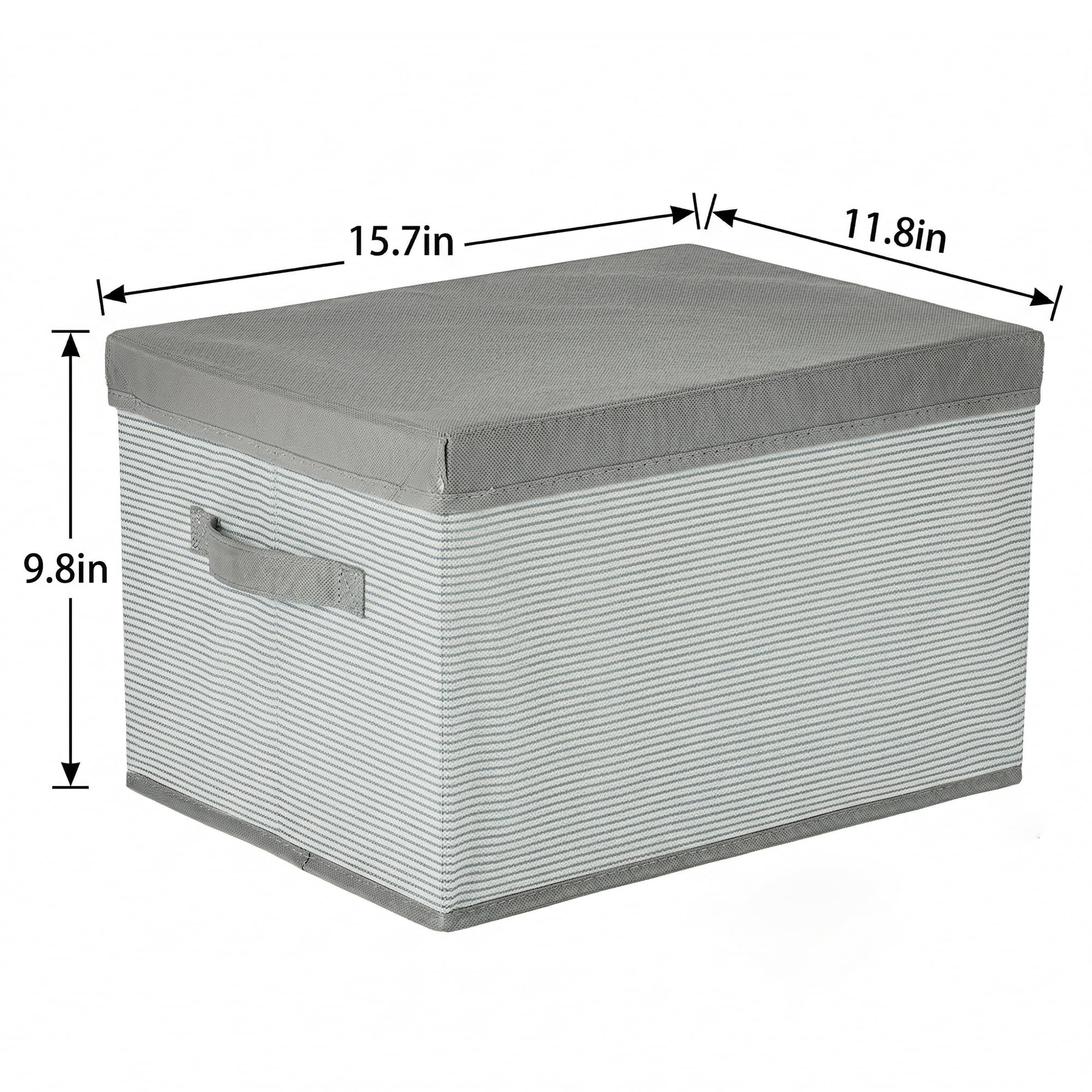 Unique Bargains Fabric Storage Bin with Handles and Lid Grey 15.7*11.8*9.8in