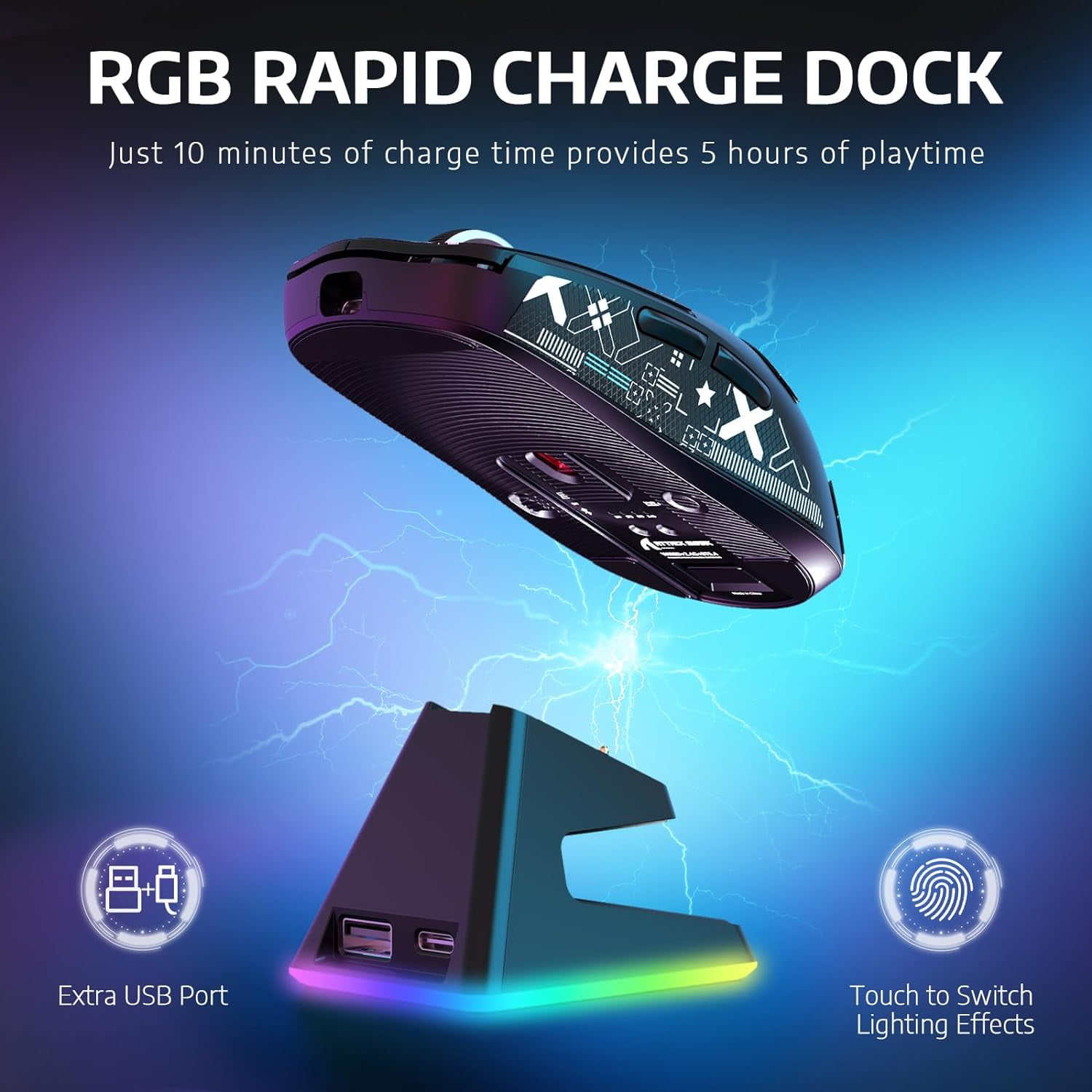 ATTACK SHARK X6 49g SUPERLIGHT Mouse with Magnetic Charging Dock, PixArt PAW3395 Gaming Sensor, BT/2.4G Wireless/Wired Gaming Mouse with Tape, 26000 DPI, X3 Upgrade Mice for Win11/Xbox/PS/Mac (Black)
