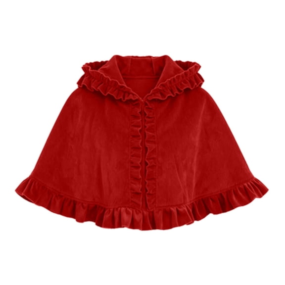 ZGRBOU Little Red Riding Hood Cape for Women Velvet Ruffle Trim Bow Tie Cape Halloween Christmas Costume 2026