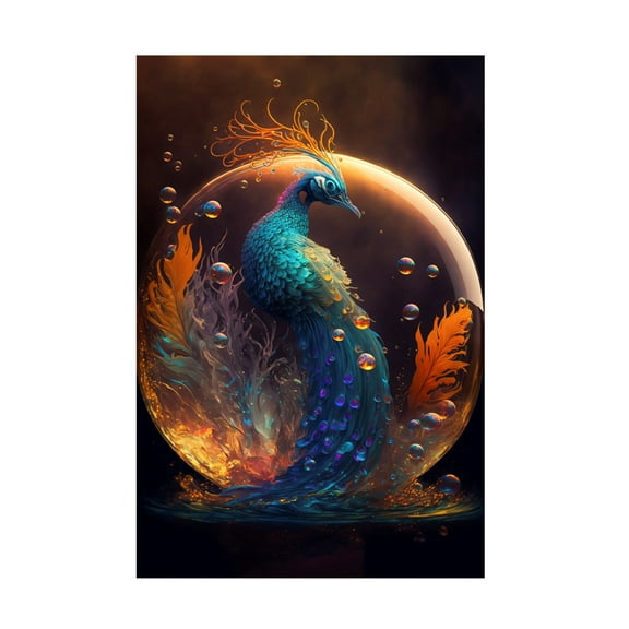 Canvas Wall Art - Ray Heere 'Proud Peacocks 27' Wall Art for Living Room, Bedroom, or Office Décor by Trademark Fine Art - 12 x 19 Inches