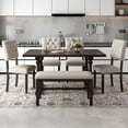 thumbnail image 2 of Bellemave 6-Piece Dining Table Chair Set, Kitchen Dining Table Set with Wooden Rectangle Table & 4 Upholstered Chairs & an Upholstered Bench, Espresso, 2 of 14