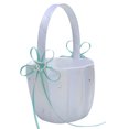 thumbnail image 1 of Billuyoard Cesta de niña de flores de boda de doble corazón, satén blanco, fiesta de boda con diamantes de imitación Kits de decoración para fiestas lago azul, 1 of 6