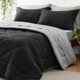thumbnail image 1 of Bedelite Juego De Edredón Twin Xl De 5 Piezas De Cama En Una Bolsa – Juego De Cama Reversible De Microfibra Suave Para Cama Individual Extra Larga, Color Negro Con Edredones, Sábanas, Fundas De Almoha, 1 of 5
