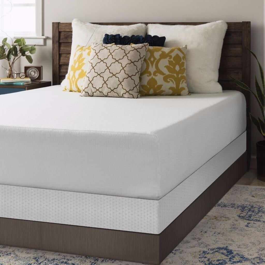 Crown Comfort 12 Inch Memory Foam Mattress and Bi fold Box Spring Set