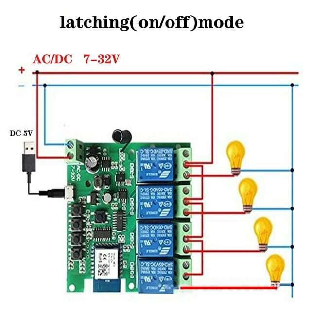 Maoww EWELLINK Module de Commutation WiFi Intelligent avec Récepteur 4 Ch 5 V 7 V-32 V 85 V 220 V 250 V Commutateur Domestique + Télécommande