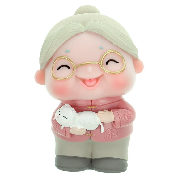 COSMOBETTY 1Pc Elderly Figurine Old Woman Figure Realistic and Lifelike for Women Birthday