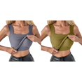 thumbnail image 1 of (2-Pack) Rinsvye Womens Seamless Compression Tank Top Slimming Square Neck Fitness Shirt Body Workout Top Wicking Sportswear, 1 of 5