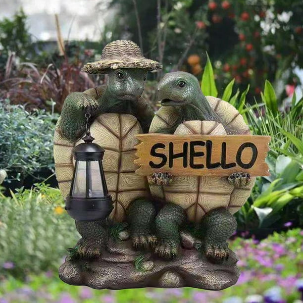 Estatua de tortugas de campo, jardín, césped, señal de bienvenida decorativa para exteriores, esculturas de jardín, estatuas, decoraciones para Patio Tortugas gemelas