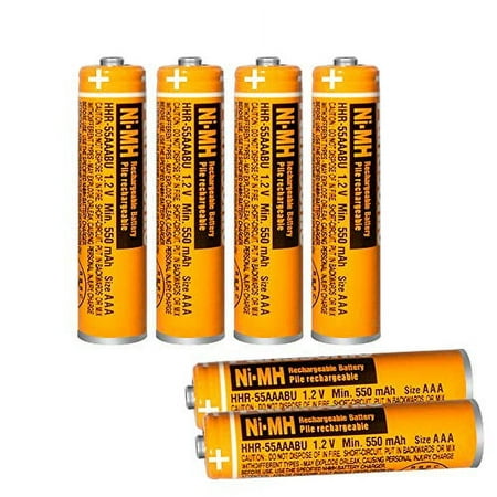 6 Pack HHR-55AAABU NI-MH Rechargeable Battery for Panasonic 1.2V 550mAh AAA Battery for Cordless Phones