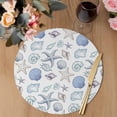 thumbnail image 3 of Coastal Nautical Round 13 Inch Placemats Set of 8, Watercolor Beach Shell Starfish Conch Summer HeatResistant Non Slip Place Mats for Dining Table, Wipeable Kitchen Table Mats for Housewarming, 3 of 9