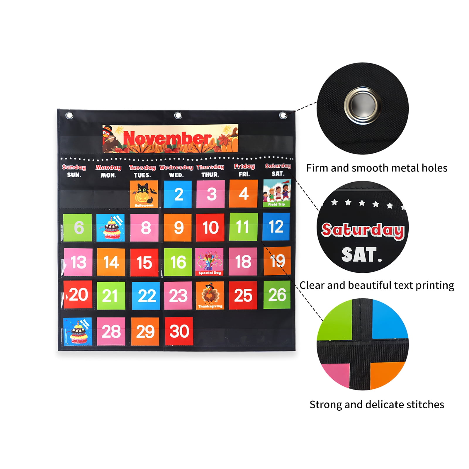 【10％OFF】 Calendar Monthly Black Tssuoun Chart Calendar Learning Nylon カレンダー
