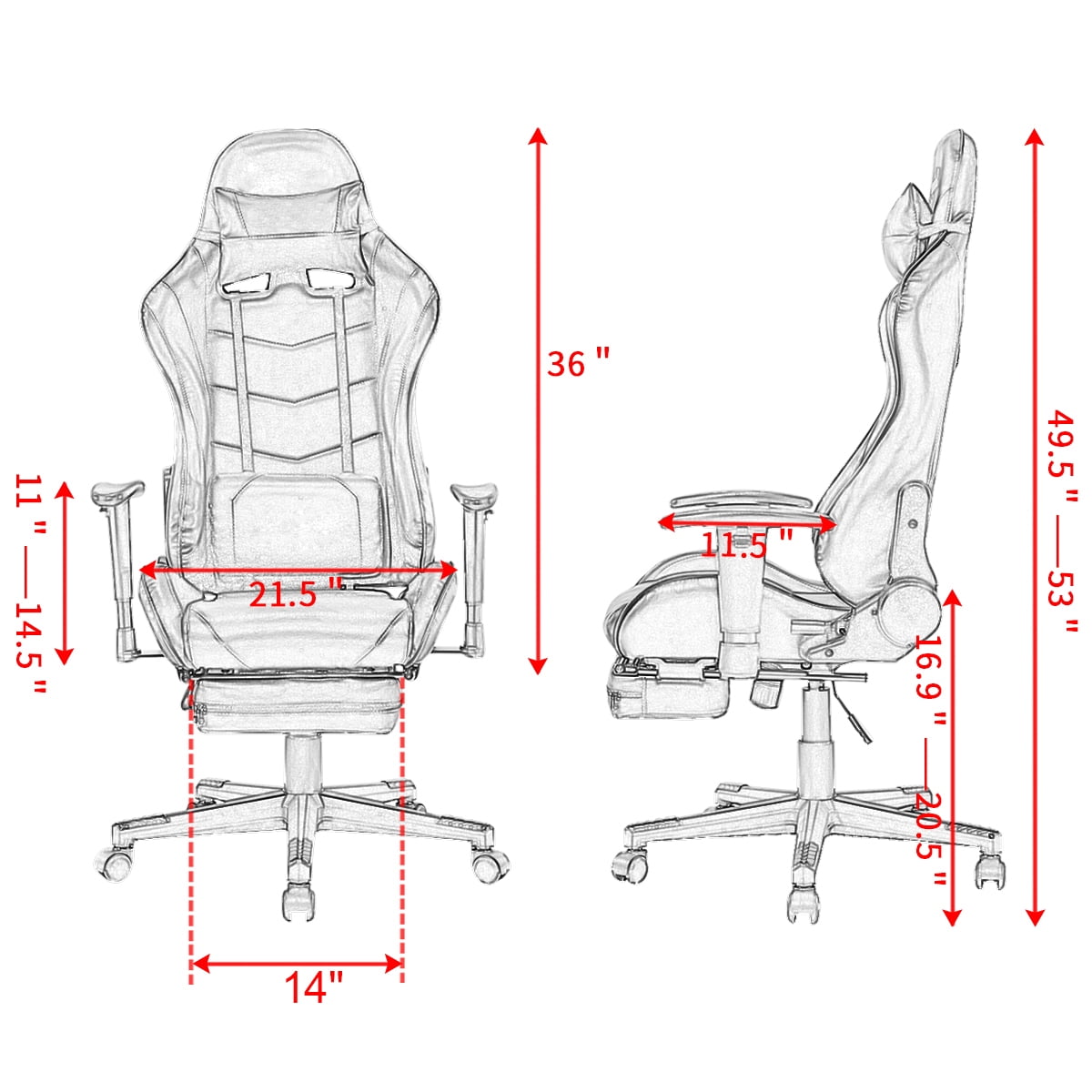 Kepooman High-Back Swivel Gaming Chair, Reclining Ergonomic Computer Chair with Lumbar Support - Black & White Kepooman High-Back Swivel Gaming Chair, Reclining Ergonomic Computer Chair with Lumbar Support - Black & White