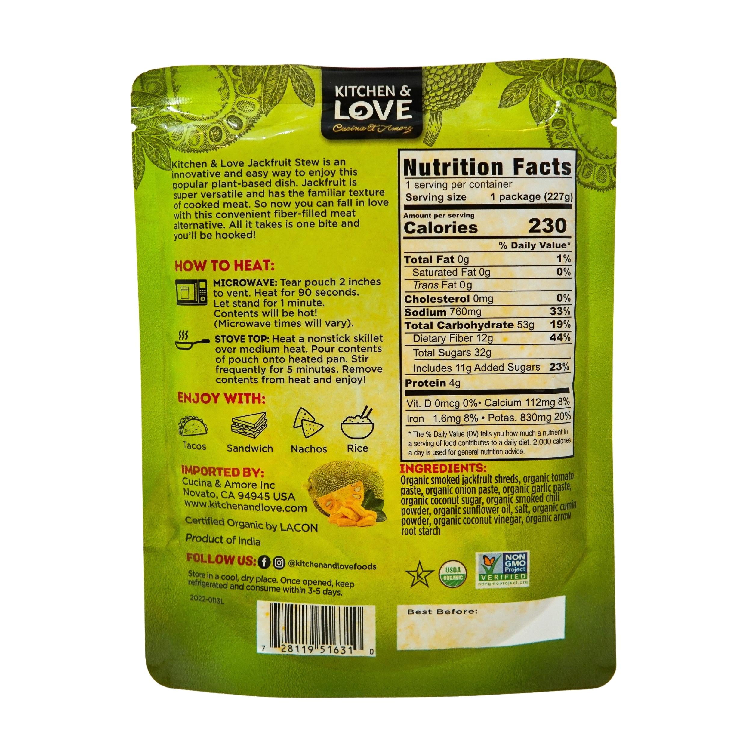 Kitchen & Love's Organic Pulled Jackfruit - Sweet BBQ - 8oz