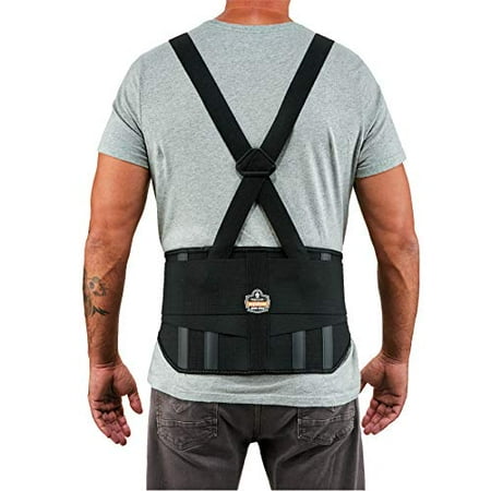 Ergodyne ProFlex 1600 Back Support Brace, 9" Extended Support, High Cut Front For Mobility, Medium,Black