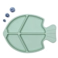 thumbnail image 1 of Suction Plate for Babies, Silicone Divided Dishes for Kids, Toddler Plates Portable Fist Stage Feeding Supplies, Toddler Plates Suction Kids Plate and Utensils Fish-Green, 1 of 7