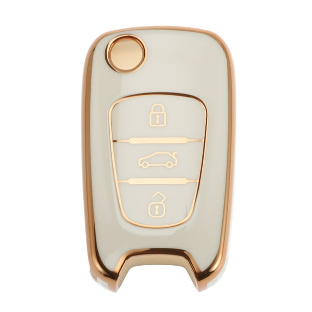 Funda de Llave de Auto de TPU y Silicona en Blanco y Dorado para Hyundai i10 i20 i30 i35 i40 ix20 ix25 ix30 ix35 ix55 - Funda de Control Remoto de 3 Botones