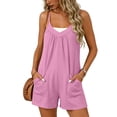 thumbnail image 2 of Hurxie Womens Rompers Jumpsuits Summer Vacation Beach Outfits Shorts Overalls Jumpers Casual Soft Cruise Cute Clothes Pink,XL, 2 of 8