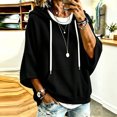 thumbnail image 2 of Women's Soft Waffle Knit Hoodies Oversized 3/4 Dolman Sleeve Hooded Sweatshirt Loose Casual Pullover Tops Fall Fashion Outfits Black, 2 of 6