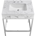 thumbnail image 5 of Maklaine Contemporary White Artificial Marble Bathroom Vanity, 5 of 6